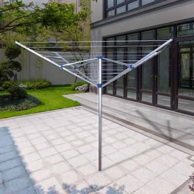 Outdoor 4-arms aluminum rotary airer, umbrella rotary clothesline